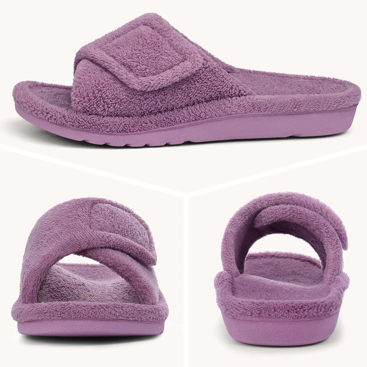 Adjustable strap, EVA outsole and memory foam details