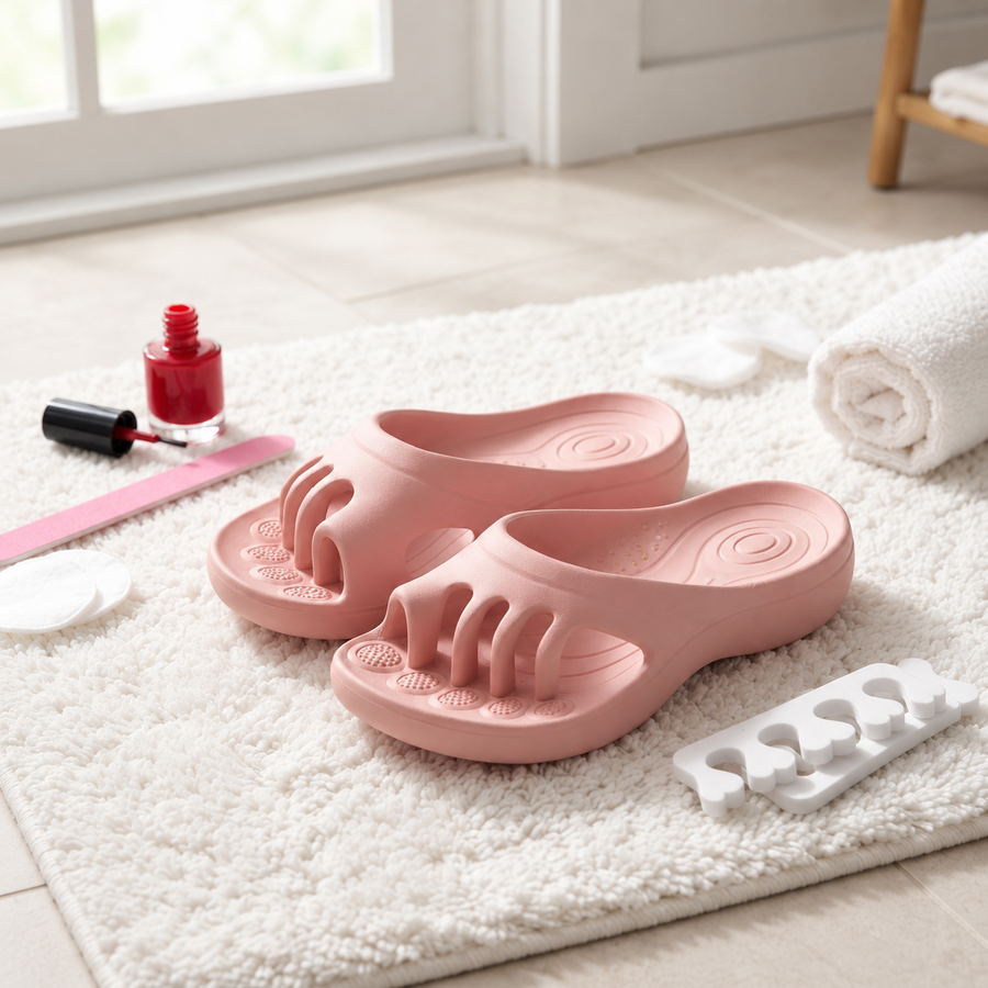 Self-care evening wearing Soka Toezen slides